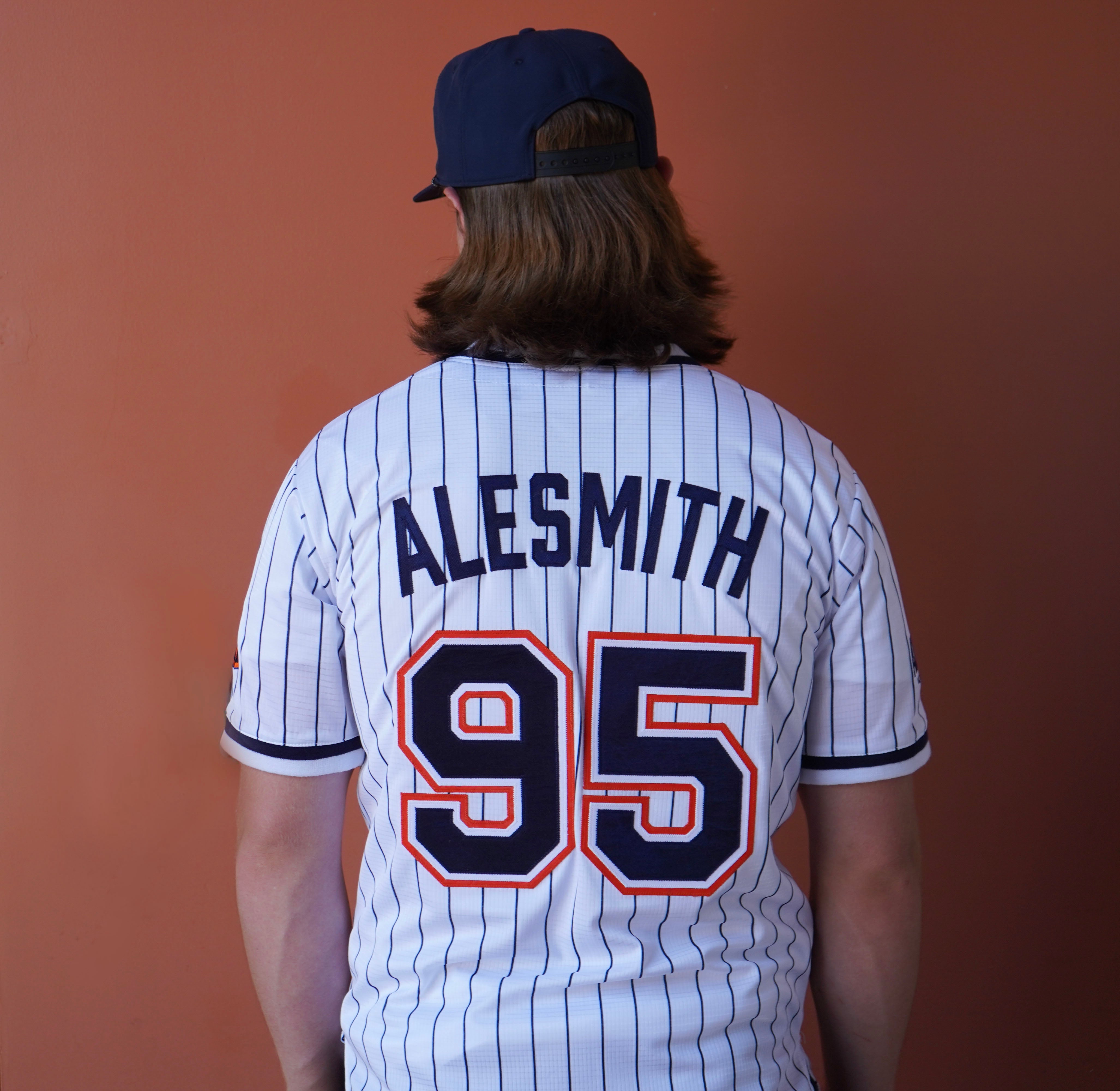 AleSmith Pinstripe Baseball Jersey - Navy/Orange