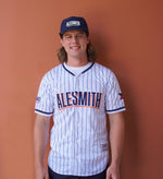 Load image into Gallery viewer, AleSmith Pinstripe Baseball Jersey - Navy/Orange
