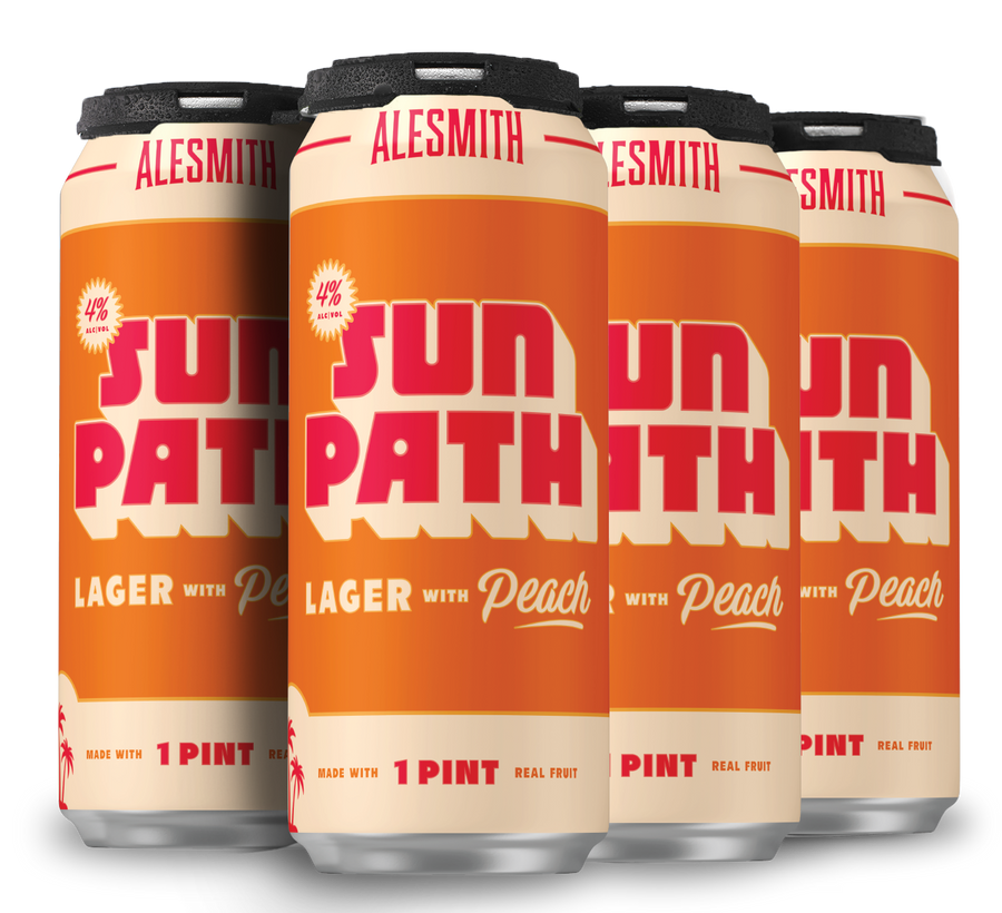 Sun Path Peach Lager (4.0% ABV) 16oz Cans – AleSmith Brewing Co.